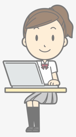 Laptop Child Cartoon Computer Public Domain - Computer Clipart Female Typing On Computer
