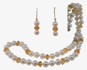 White Pearl & Citrine Necklace - Necklace