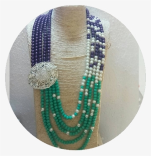 Tealgreen, Purple And White Pearls - Pearl