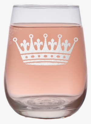 Royalty 17oz Stemless Wine Glass Engraved Crown W/ - 17oz Stemless Wine Glass