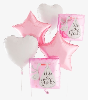 Inflated - It's A Girl Stork Helium Foil Balloon - 18 Inch