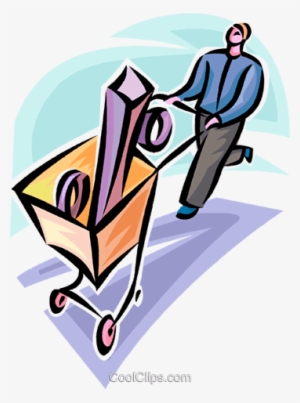 Homem Empurrando Um Carrinho De Compras Livre De Direitos - Illustration