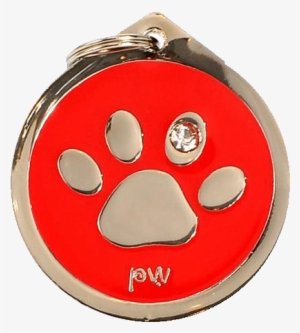 Chapa Identificativa Para Perro Fashion Diseño De Huella - B Roja Y Huella Azul