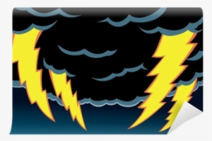 Cartoon Of Thunder Clouds With Scary Lightning - Thunder And Lightning Cartoon