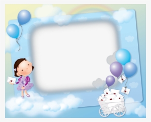 Marco Para Bebe Con Globos Azules - Cartoon Album Hd Background