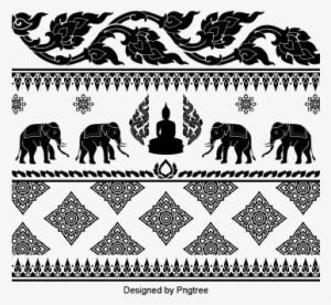 Thai Elephant Retro Pattern Vector Material, Elephant - Portable Network Graphics