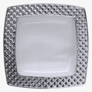 Elegant Square Disposable Plate 20cm Silver-clear 10pcs