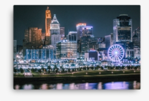 "night City Skywheel" - Cincinnati Skyline With Ferris Wheel
