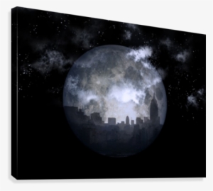 Full Moon Night City Canvas Print - Full Moon