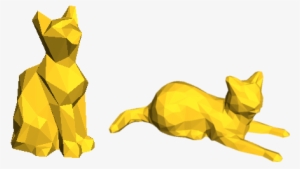 3d Printed Low Poly Cat - Cat Grabs Treat