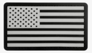 Pvc Us Flag Patch With Hook Back Black/white - American Flag One Color