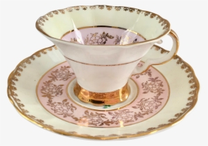 Regency England Pink And Gold Filigree Bone China Teacup - Teacup