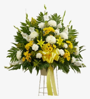 Frescos Arreglos Florales Para Difuntos, Envia Flores - Heartfelt Sympathies Yellow Standing Basket - Flowers