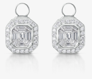 Earrings Illusion Asscher Diamond Halo Stud Earring - Earring