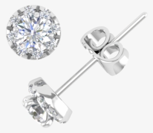 1/5 Carat Halo Stud Earring With Prong Set Diamonds - Prong Setting