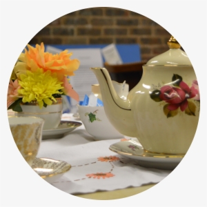 Vintage Tea Set On A Table - Cut Flowers