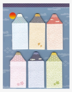 Japanese Wave Pattern Pencil Sticky Labels - Patchwork
