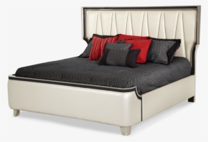 Cal King Pearl Bed Frame With Headboard Footboard Rails - Amini Aico Beverly Blvd Bedroom