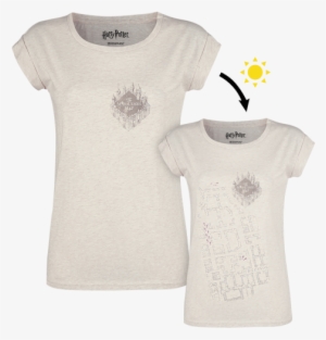 Mujer Marauders Map Uv Camiseta Jaspeado Crema 51% - Women Harry Potter T-shirt Marauders Map Uv
