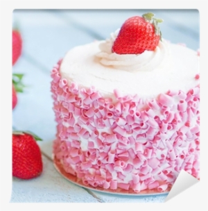 Fotomural Tarta De Fresas Con Crema Blanca En El Fondo - Torte