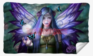 Anne Stokes Mystic Aura Fleece Blanket - Mystic Aura Anne Stokes Purple Fantasy Goth Pentagram