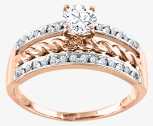 Lady´s Ring In Red Gold Of 585 Assay Value With Zirconia - Ring, Rot/weißgold