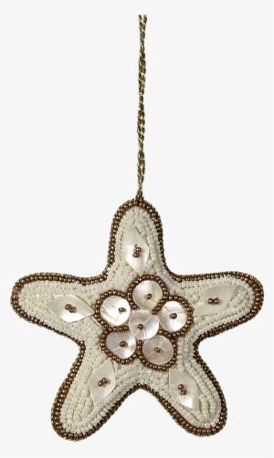 Bead And Mother Of Pearl Ornament, 4" Starfish Gold - 4 Starfish