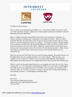 Marketing Recommendation Letter Main Image - Winter Park