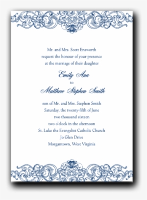 Blue Filigree - Wedding Invitation