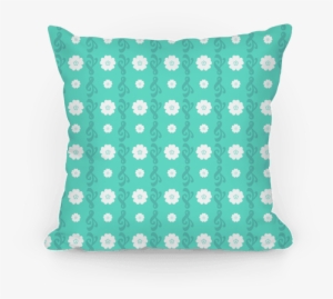 Teal Flowers And Filigree Stripes Pillow - Cushion