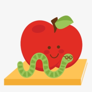 Apple With Bookworm Svg Scrapbook Cut File Cute Clipart - Bookworm Apple