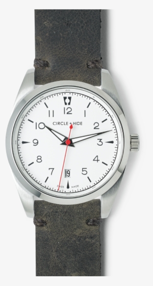 Stainless Steel Watch White Dial Distressed Brown Leather - Watch