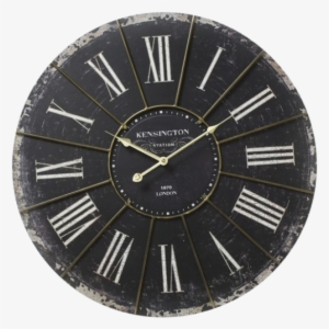 A Large Distressed Black And White Vintage Style Wall - Shabby Chic Antique Black Wall Clock