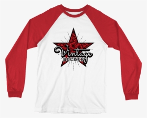 Vintage Rocker Long Sleeve Baseball T-shirt With Black - Baseball T Shirt Mockup Free