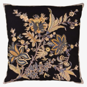Hawaii Black Floral Accent Cotton Pillow Cover Hand