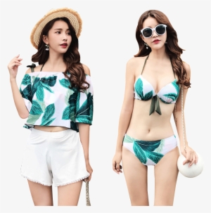 Korean Swimsuit Female Three-piece Small Fragrance - タンキニ 水着 ハイ ウエスト