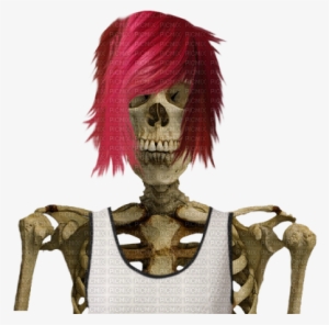 Kaz Creations Halloween Skeleton With Wig - Skeleton With Red Hair