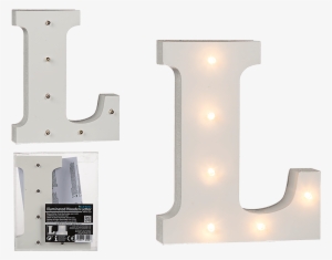 Light Up Wooden Letter L - White 16cm