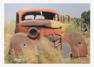 Old And Rusty Car Wreck At The Last Gaz Station Before - Namib