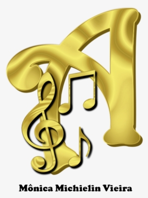Alfabeto Dourado Com Notas Musicais Em Png - Calligraphy