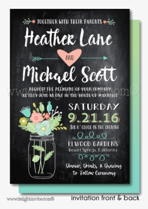 Vintage Chalkboard Mason Jar Wedding Invitations - Poster