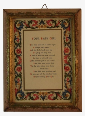 Your Baby Girl Poem In Florentine Frame Made In Italy - Heaven