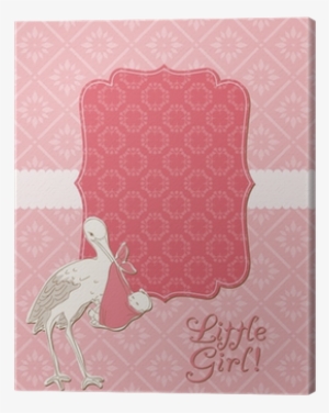 Baby Girl Arrival Card With Photo Frame In Vector Canvas - Child