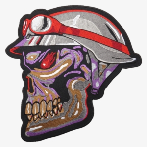 Rainbow Cafe Racer Biker Skull Bones Big Embroidered