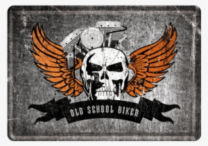 Old School Biker Skull - Motorcycle