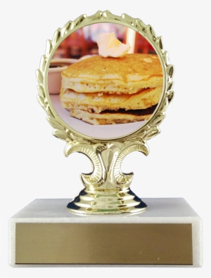Pancake Trophy On Black Round Base - Marble