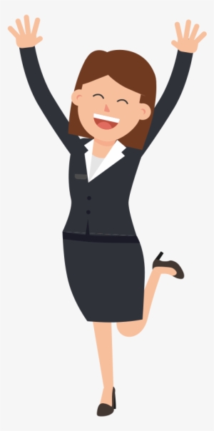 Open - Cartoon Woman Jumping For Joy