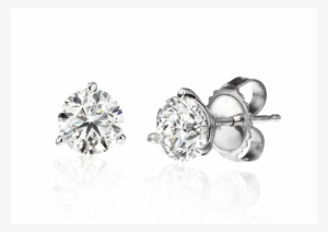 18k White Gold Three Prong Diamond Studs - Platinum