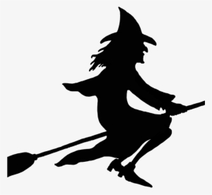 Witch On Broom Clipart Witch On Broomstick Silhouette - Transparent Background Witch Clipart