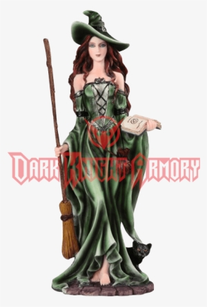 Witch Holding Broom Statue - Ferro Magnesium Fire Starter - Bushcraft Firesteel